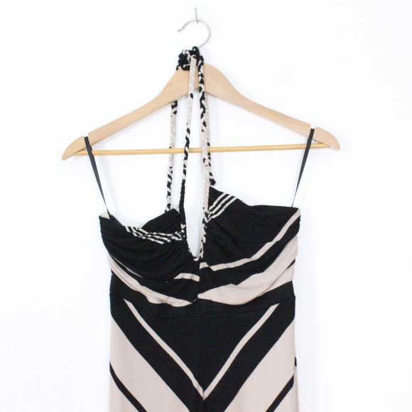 *Le Chateau Halter Black & Beige Maxi Dress - Picture 3 of 4